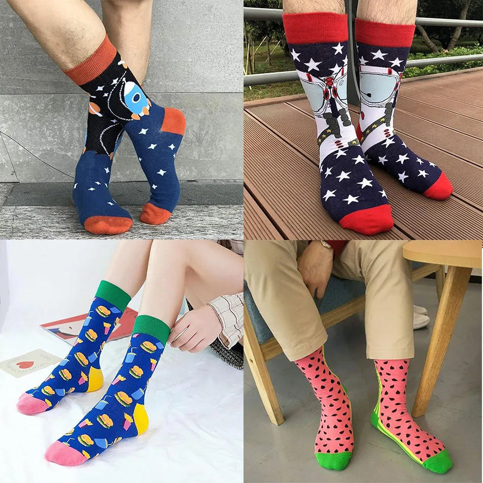 10 pairs of food pattern men's socks irregular color women's socks street trend skateboarding socks