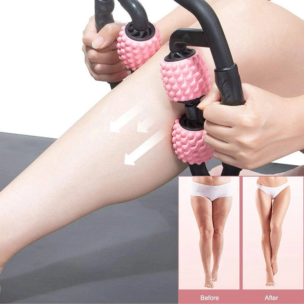 Release Post-Workout Soreness & Tension | 4-Wheel Massage Roller for Deep Muscle Relief, Legs, Back and Shoulders