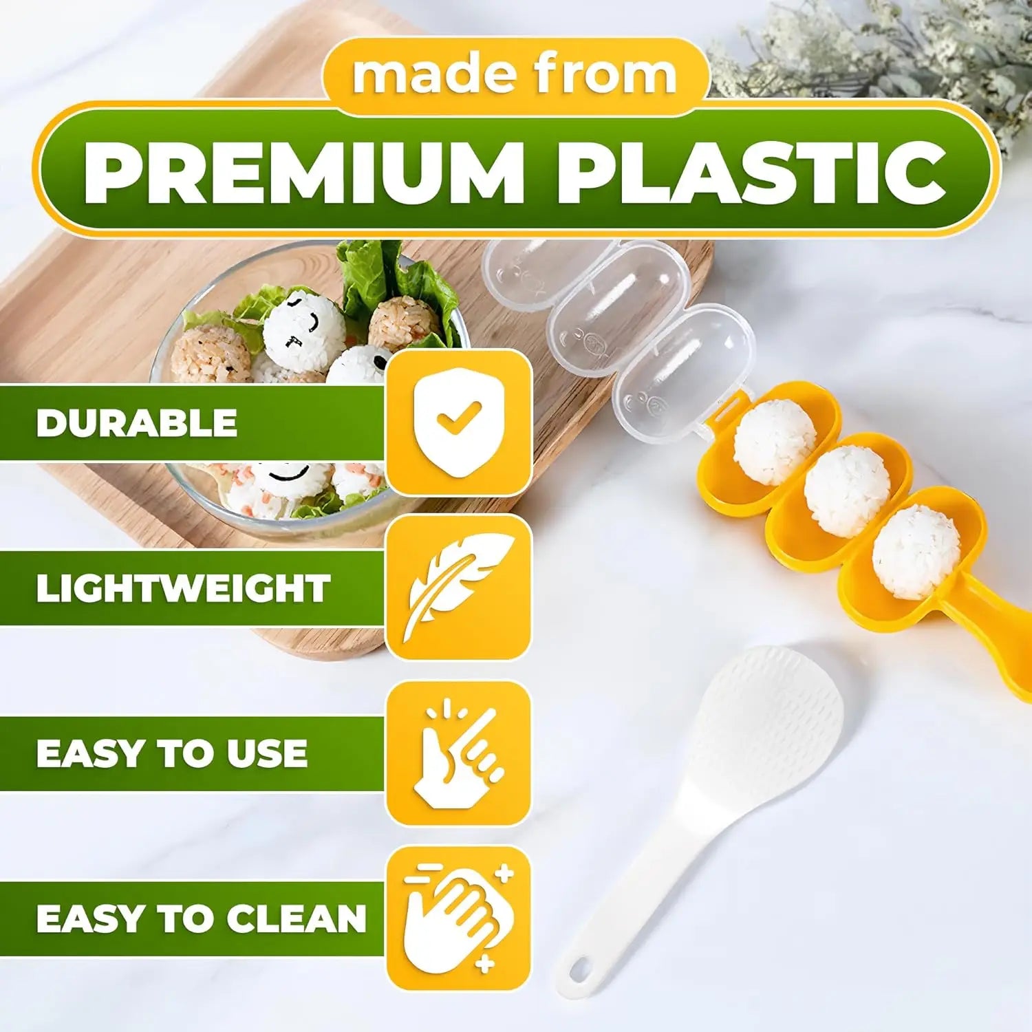 Rice Ball Maker Mold with Rice Paddle Rice Ball Shaker for Kids DIY Lunch Maker Mould with a Mini Rice scoop