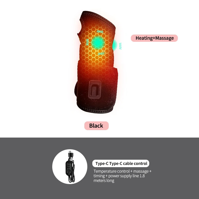 Carbon Fiber Heated Wrist Brace with Vibration Massager Relieves Arthritis, Tenosynovitis, Wrist Joint Sports Strain Recovery
