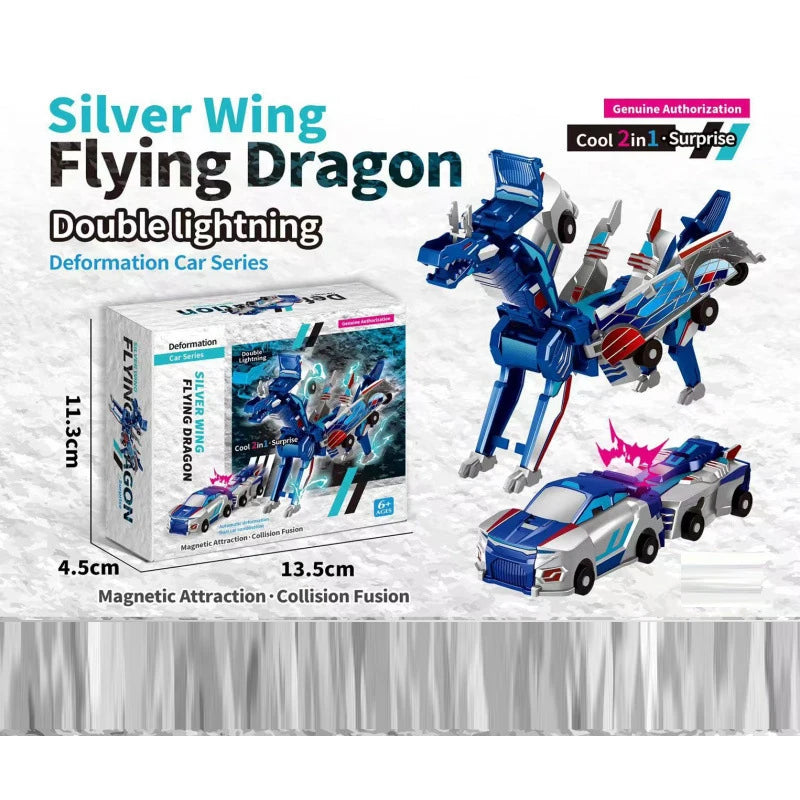 2in1 Collision Transformation Dinosaur Car Toy Magnetic Cars Convertible Robot Toy Dinosaur Toys for Kids Christmas Gift for Boy