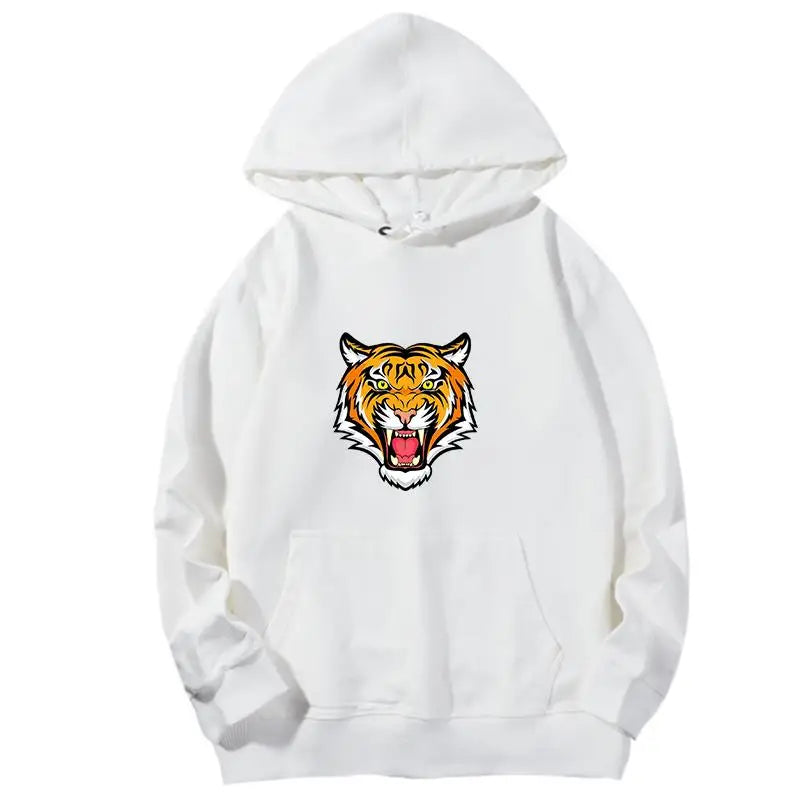 Tiger Face Funny Harajuku Graphic Hooded Sweatshirts Cotton Spring Autumn Essentials Hoodie Hooded Shirt Men's Sportswear
