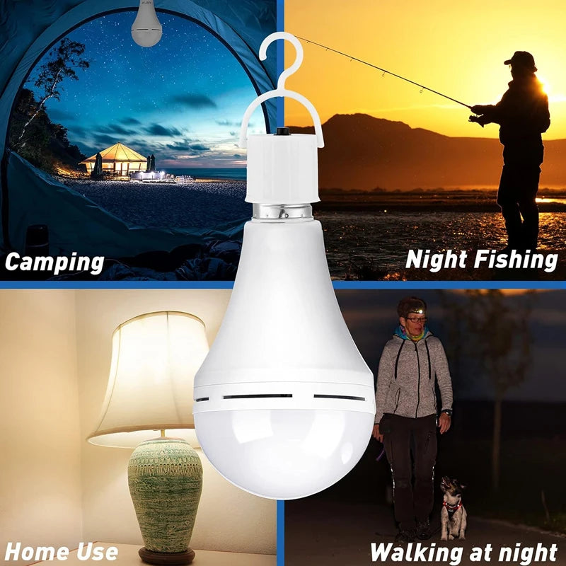 7W/9W/12W/15W Emergency Light Bulb LED Handheld Hanging Charging Energy-Saving Light Bulb Portable Household Tent Fishing Lamp