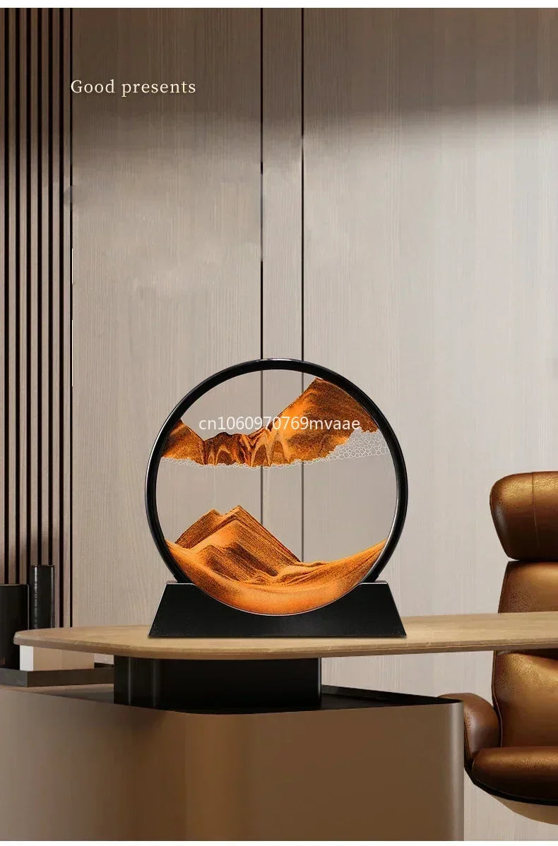Sandscape Moving Sand Art Frame Quicksand 3D Dynamic Liquid Hourglass Kinetic Sand Painting Flowing Sand Office Home Decor Gifts