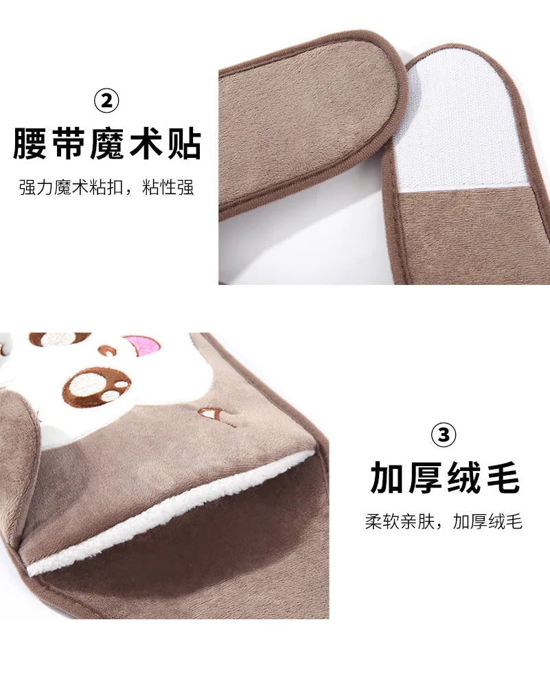 3-Piece Set Filling Water Type Hot Water Bag Hot Water Bottle Cover Plush Animal Belt Winter Menstrual Women Belly Hand Warmer