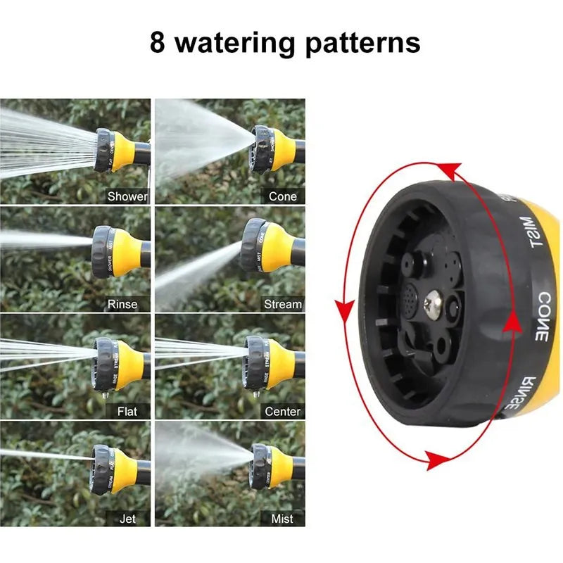 Multifunctional  Adjustable Mode Water Guns Nozzle Hose Washer Garten Watering Jet Sprayer with Foam Container Fertilizer Tools