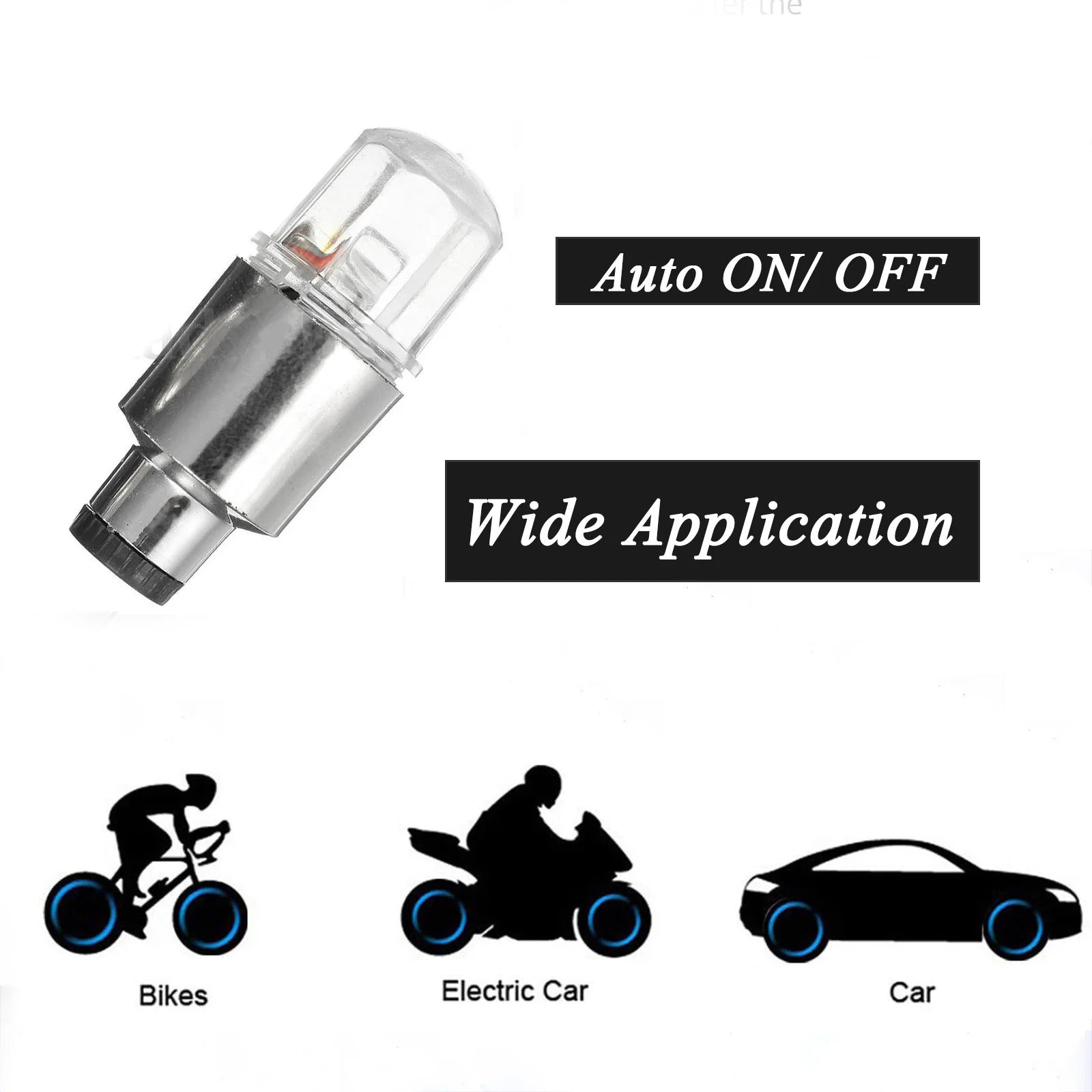 4Pcs Colorful LED Wheel Lights Car Tire Valve Caps Neon Light Bulb Universal Car Motorcycle Bicycle Valve Cover Auto Exterior