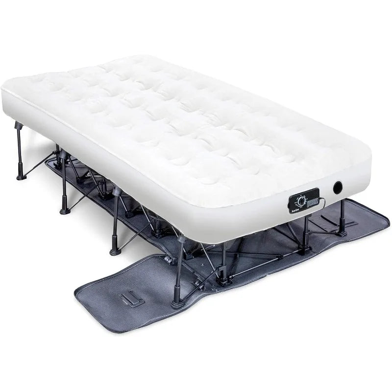 EZ-Bed (Twin) Air Mattress with Frame & Rolling Case, Self Inflatable, Blow Up Bed Auto Shut-Off, Comfortable Surface Ai
