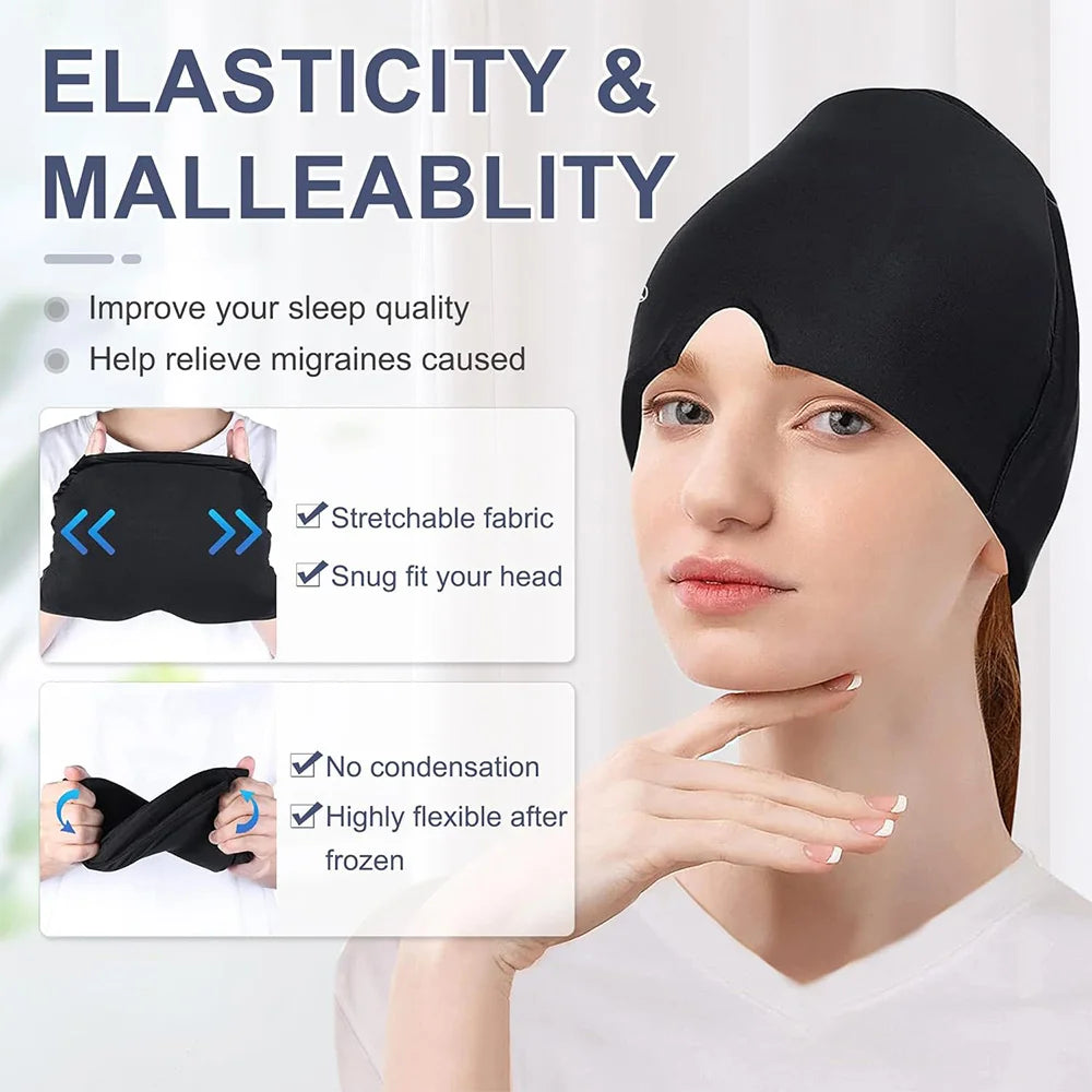 Gel Cold Compress Eye Mask Migraine Relief Cold Compress Therapy Cap Head Wrap Pack Eye Mask For Pressure Relieve Pain Ice Hat