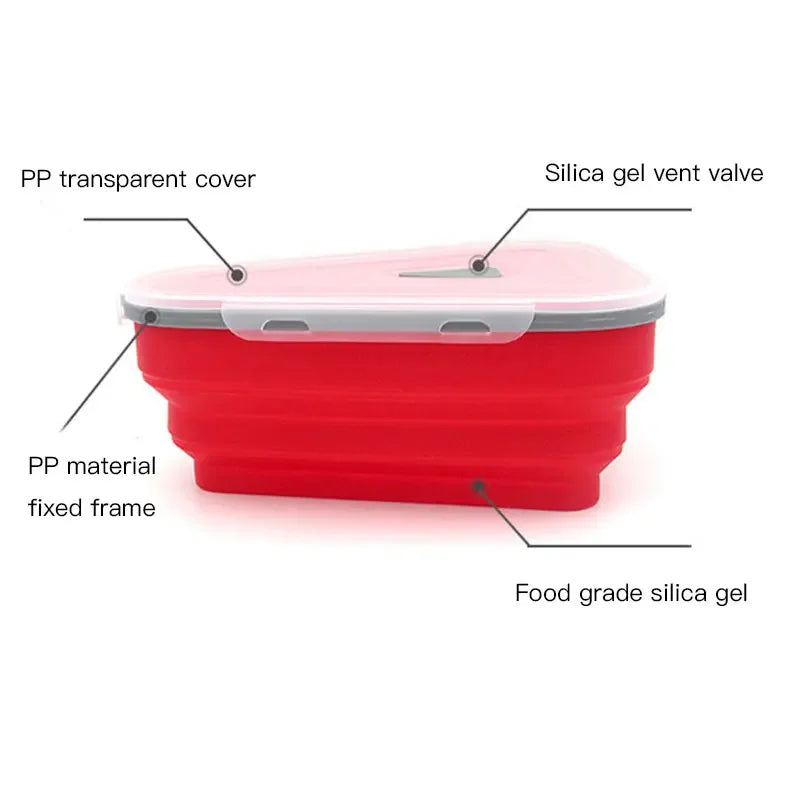 Baby Food Grade Silicone Folding Pizza Box Reusable Triangle Pizza Packing Box Take Away Box Silicone Children Food Storage Box