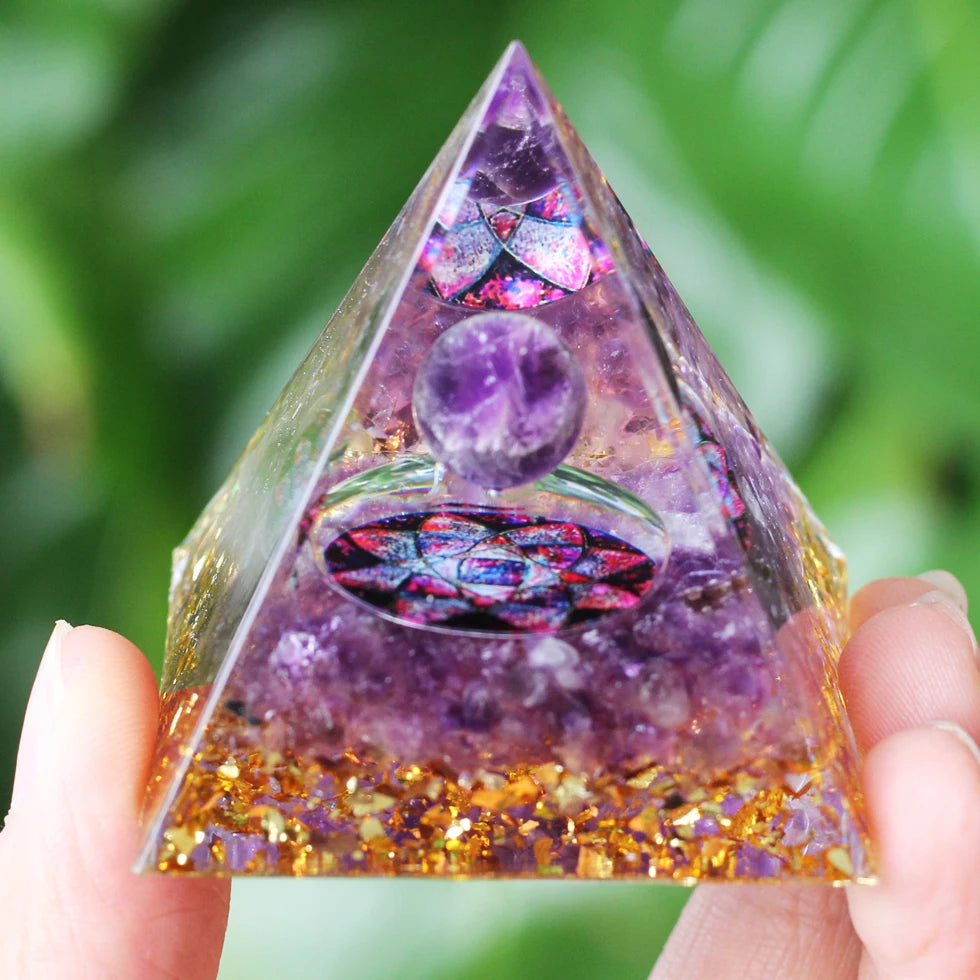 Orgonite Pyramid Crystals Natural Stone Orgone Energy Generator Healing Reiki Chakra Meditation Ornaments Crafts Office Decor