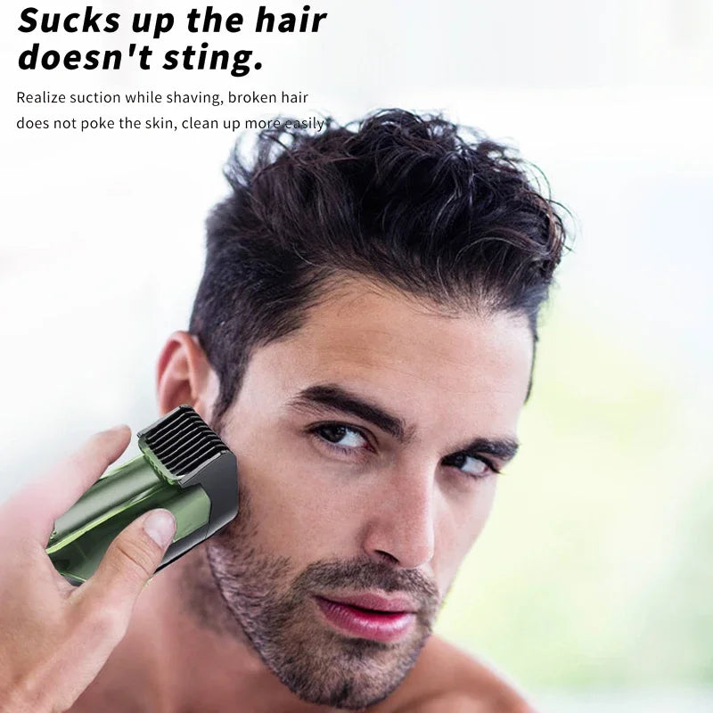 Vacuum Body Hair Trimmer for Men, Mustache Trimmer with 20 Length and Styles Adjustable, Built-in Vacuum Trimmer for Mustache