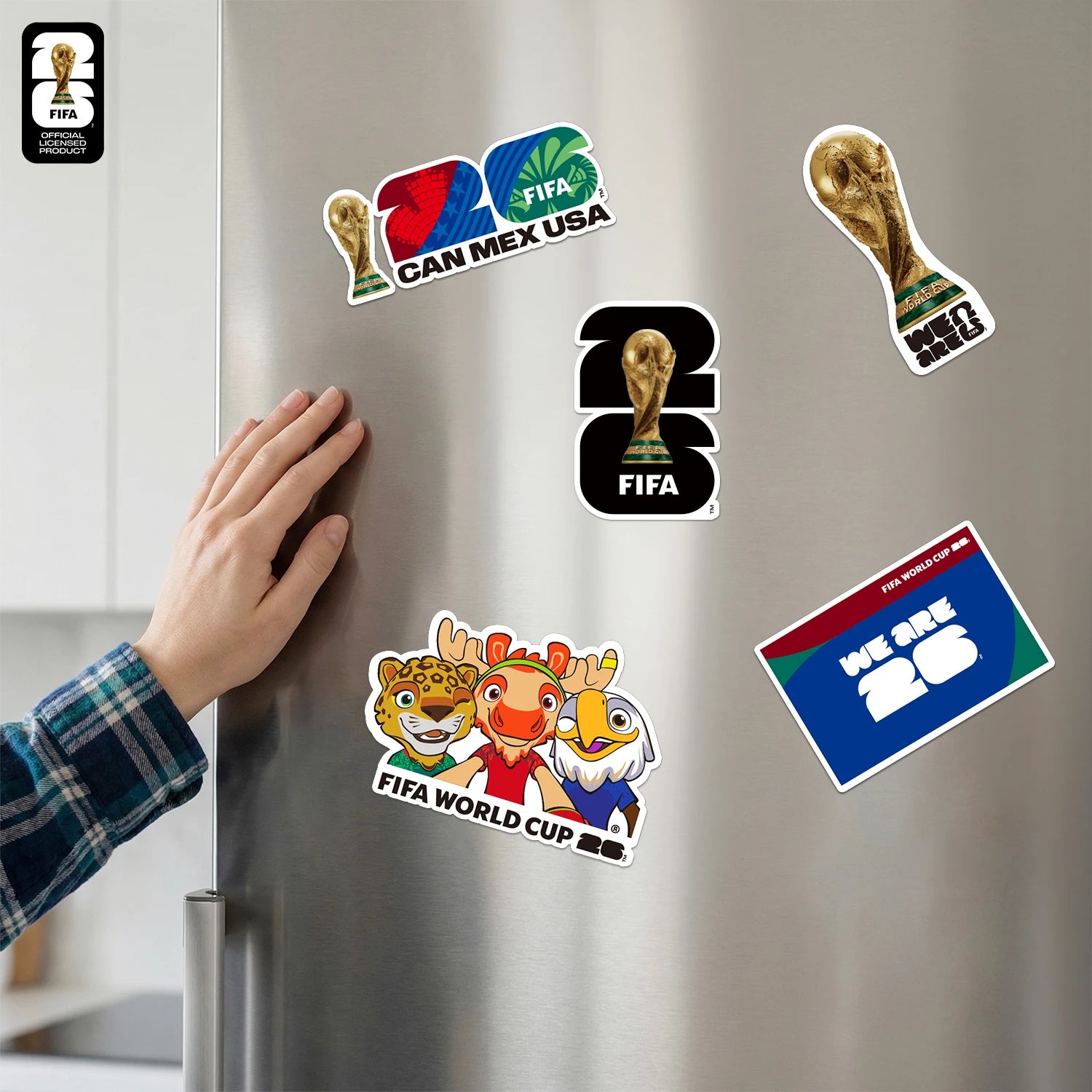 FIFA World Cup 2026 Official Fridge Magnet with Trophy, Host City & Mascot Design - Magnet Stickers for Refrigerator Souvenirs