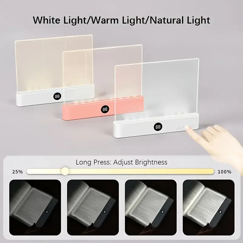 LED Book Light Rechargeable Reading Lights for Books in Bed Eye Caring 3 Color Stepless Dimming Flat Book Light for Book Lovers
