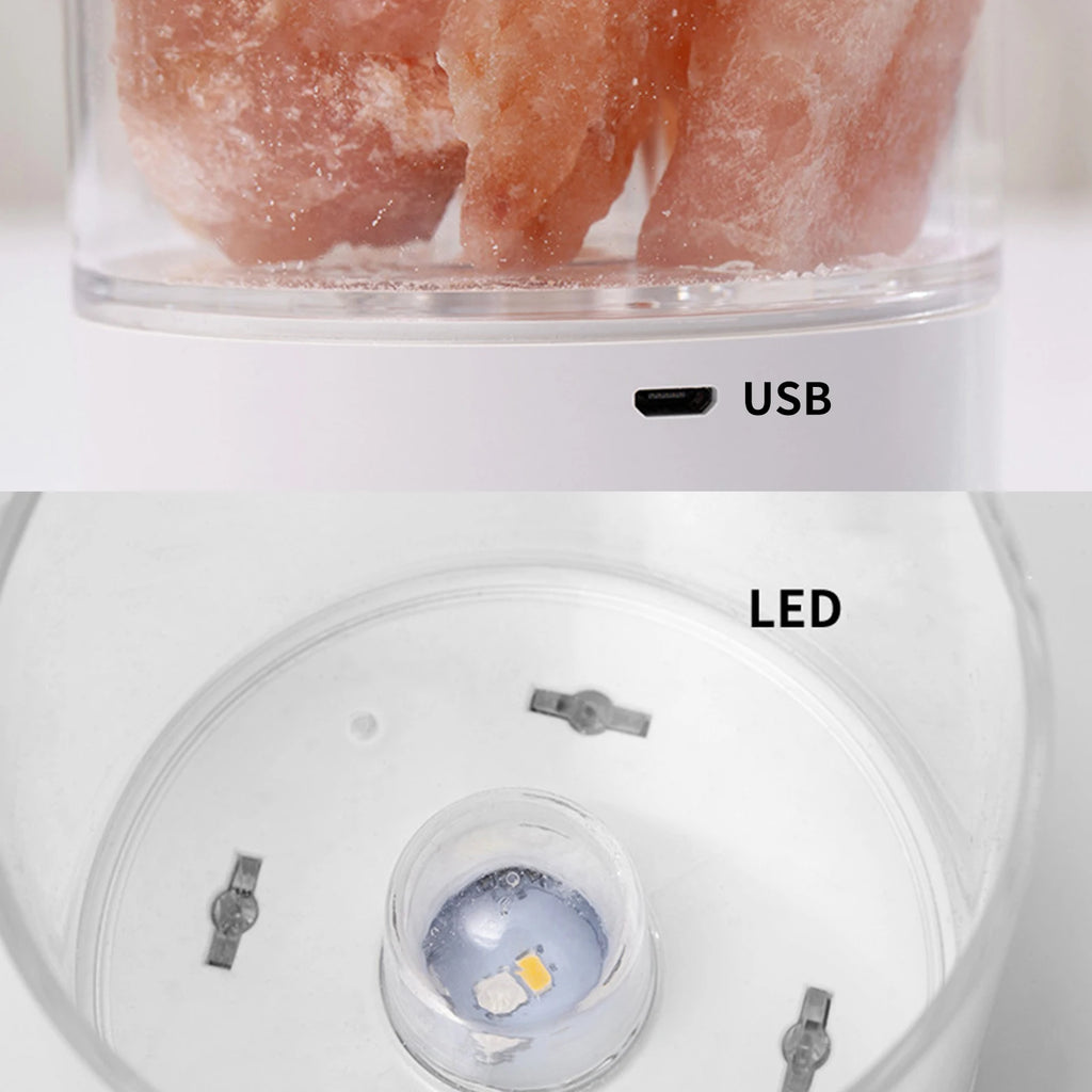 LED Rock Crystal Lamp Essential Oil Diffuser 7 Colors LED Crystal Salt Stone Night Light Home Office Bedroom Desktop Decoration