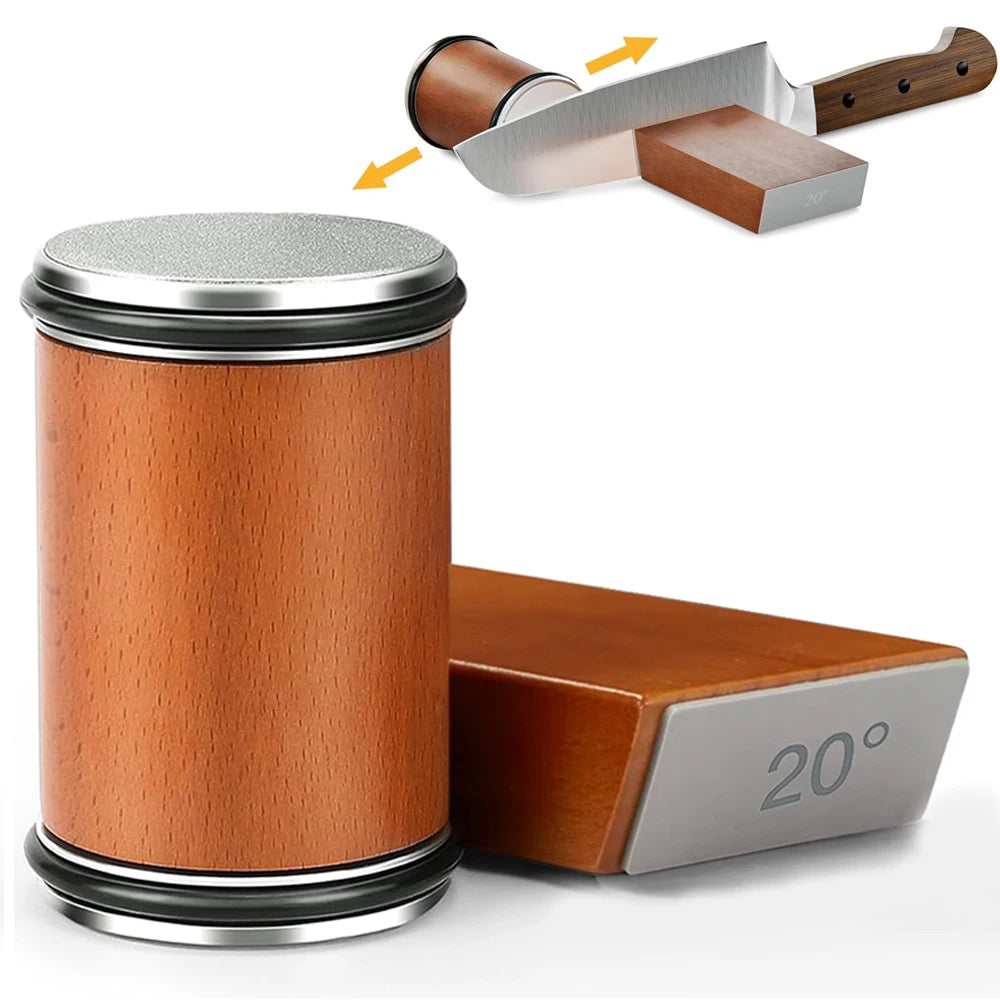 Rolling Knife Sharpener Double Sided Diamond Sharpening Stone 15/20° Degree Magnetic Angle Roller Sharpening for Kitchen Knives