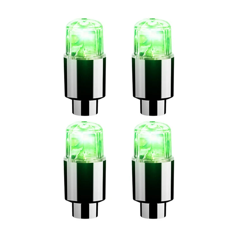 4Pcs Colorful LED Wheel Lights Car Tire Valve Caps Neon Light Bulb Universal Car Motorcycle Bicycle Valve Cover Auto Exterior