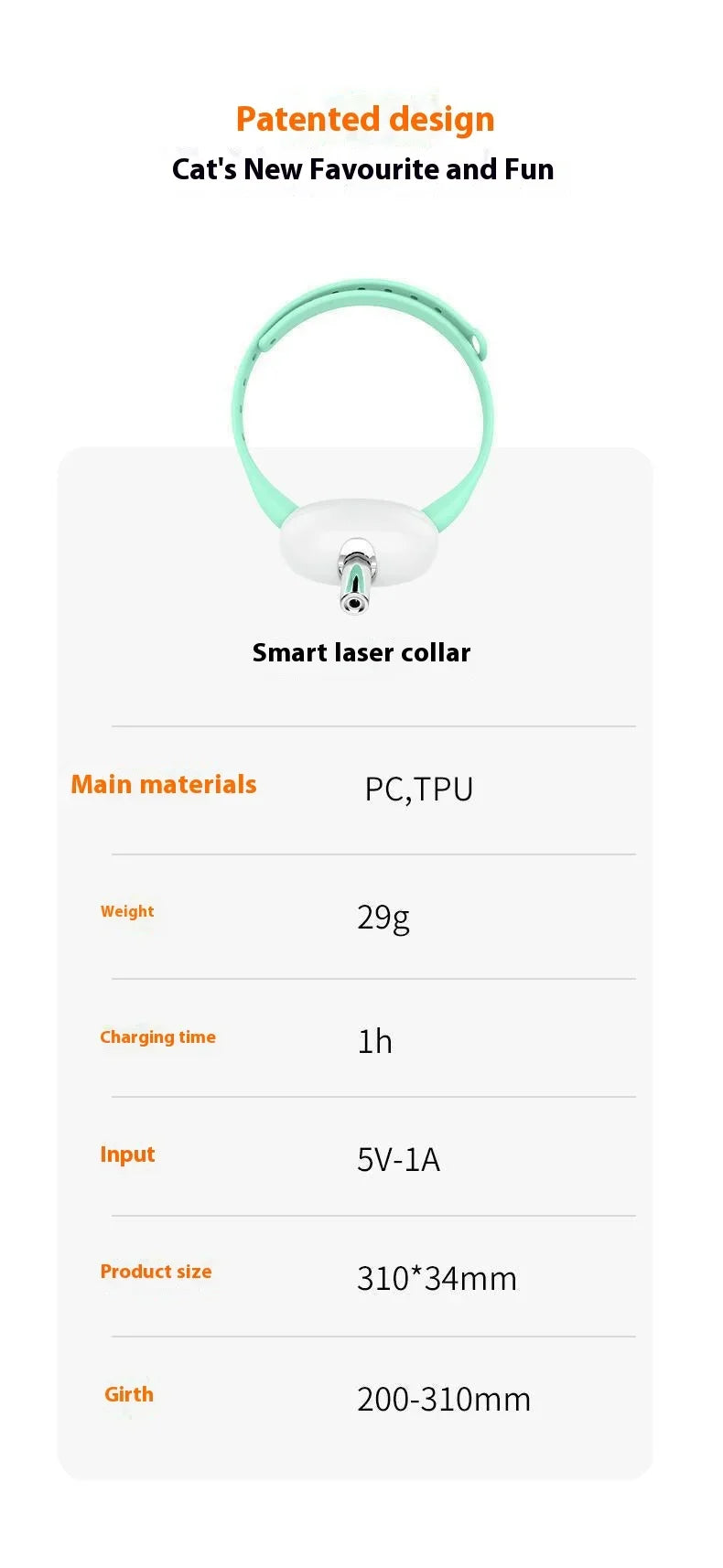 Rechargeable Cat Collar Laser Toy with Red Light, Interactive Cat Laser Toy for Bored Indoor Cats, Electric Laser Collar Toy