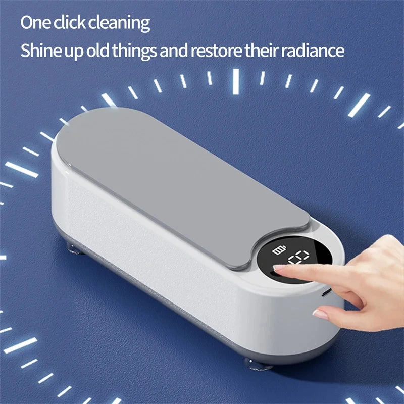 Jewelry Vibration Non-Ultrasonic Cleaner with Digital Display Wireless Portable Cleaner Eyeglasses Rings Earrings Cleaner