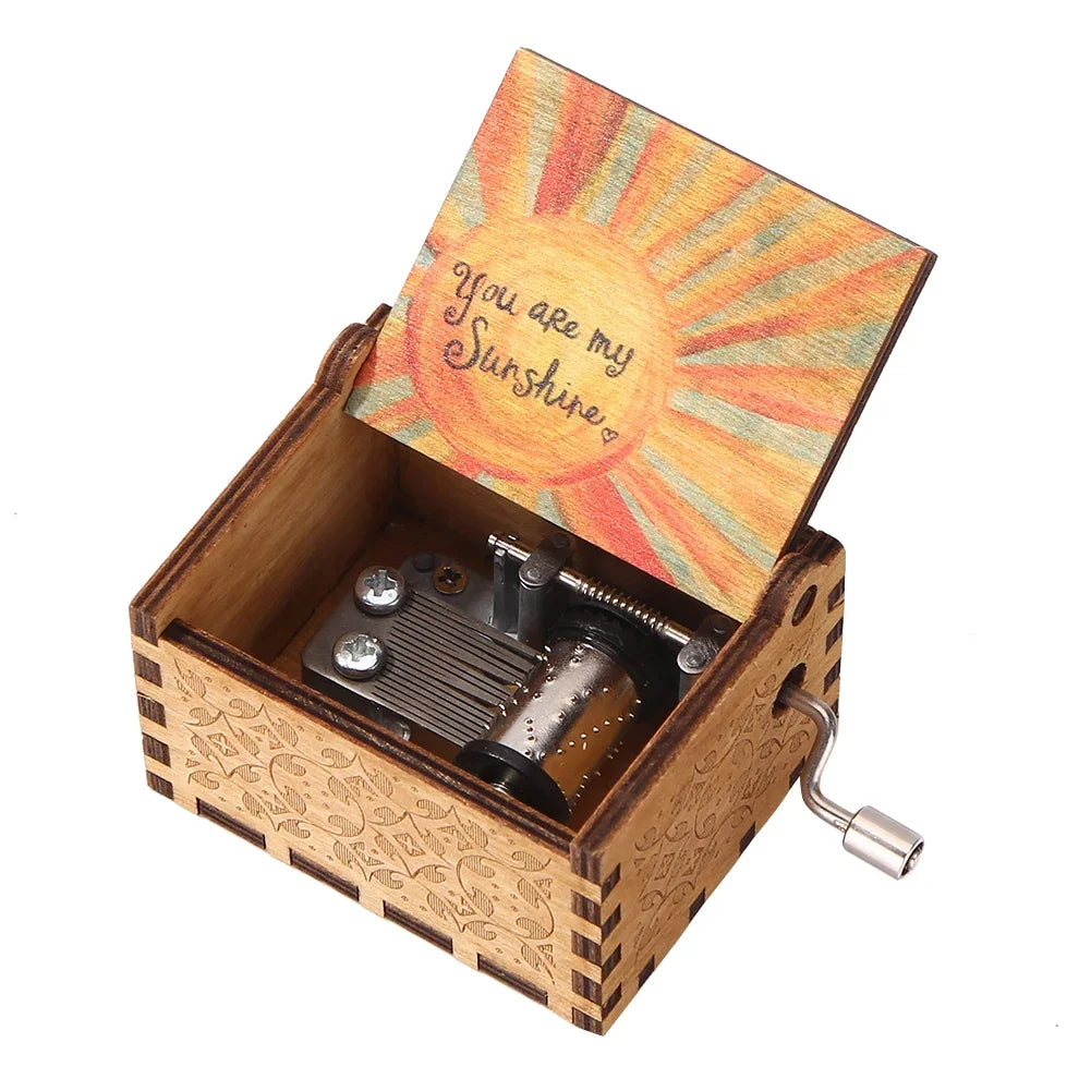 Wooden Hand Crank Music Box Bohemian Rhapsody Theme You Are My Sunshine Music Box Musica Theme Birthday Christmas Gift