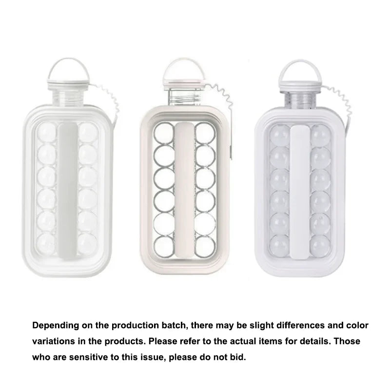 Portable 2in1 Folding Ice Maker Water Bottle with Creative Ice Cube Mold Ice Hockey Lattice Kitchen Bar Gadgets Ice Making Tool