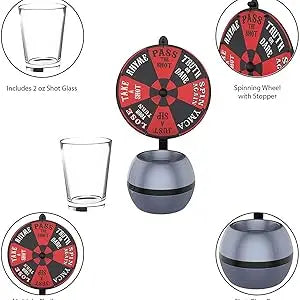 Spin The Wheel Shot Drinking Game- Fun Adult Party/College Shot Glass Spinner Toy for Home Entertaining, Parties, Tailgating
