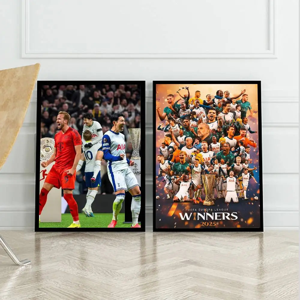 1PC Football Tottenham wins the championship poster Self-adhesive Art Waterproof Paper Sticker Coffee HouseWall Decor