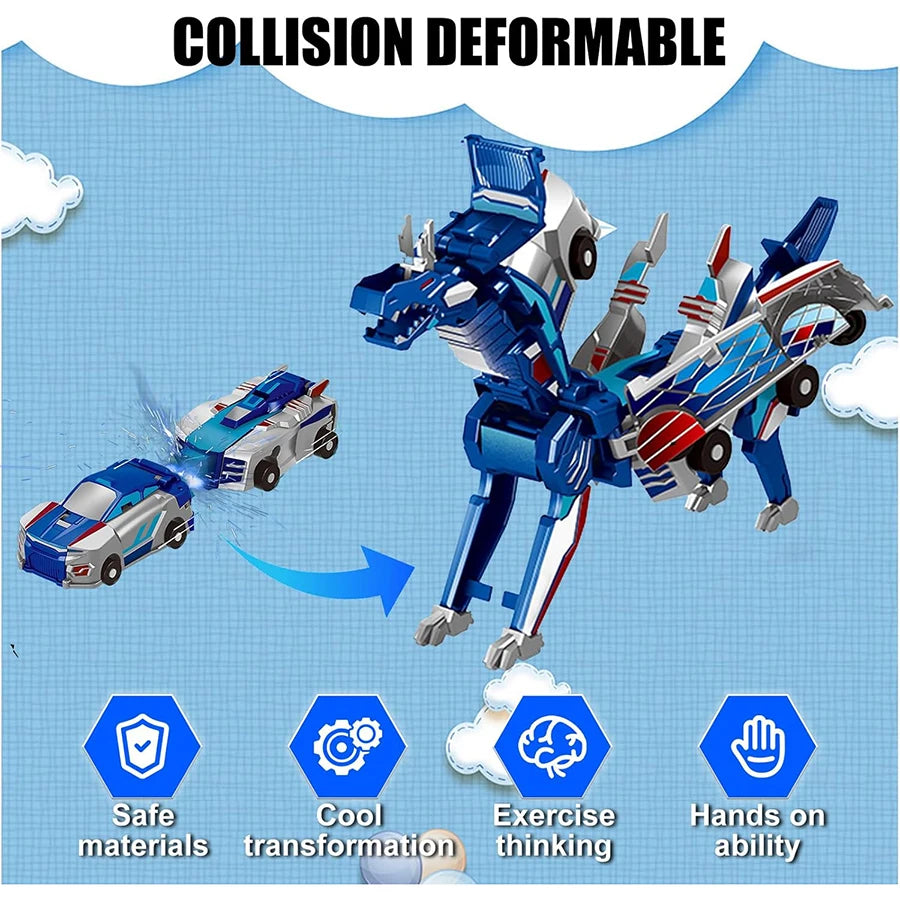 2in1 Collision Transformation Dinosaur Car Toy Magnetic Cars Convertible Robot Toy Dinosaur Toys for Kids Christmas Gift for Boy