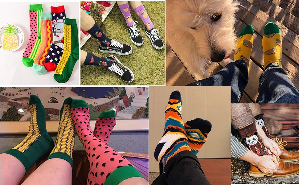 10 pairs of food pattern men's socks irregular color women's socks street trend skateboarding socks