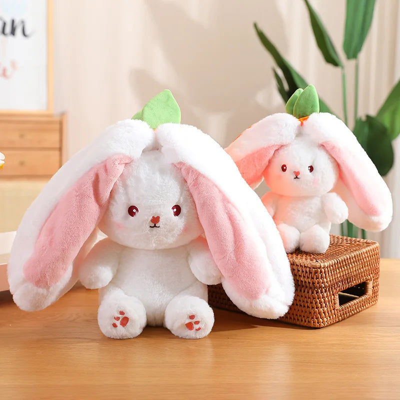 Kawaii Fruit Transfigured Bunny Plush Toy Cute Carrot Strawberry Turn Into Rabbit Plush Toy Kids Birthday Christmas Gift