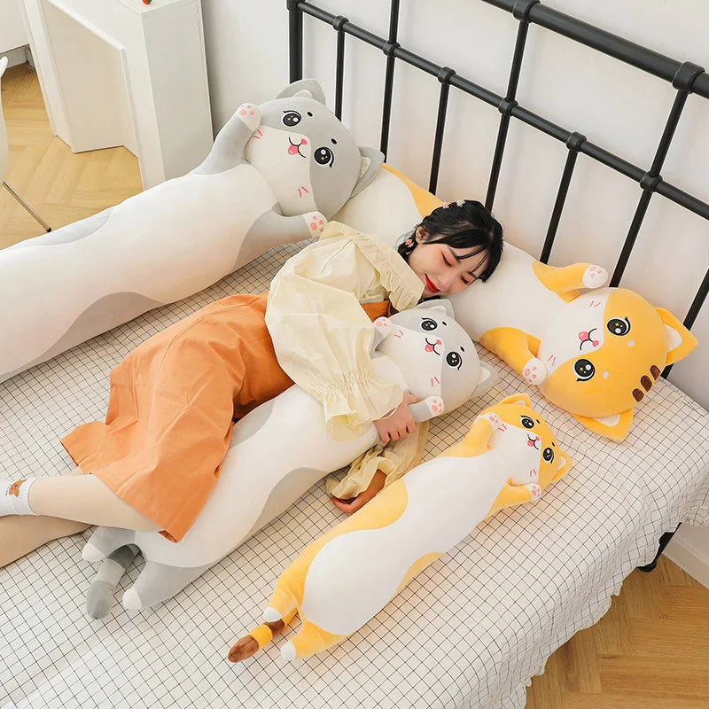 Cute and Soft Long Cat Plush Toy Ultra Kawaii Cat Hug Pillow Body Animal Sleeping Companion Kids Birthday Gift