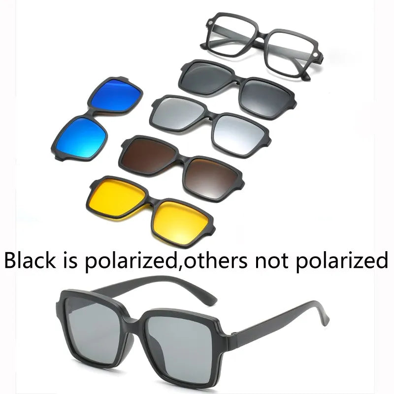 HJYFINO 5 lenes Magnet Sunglasses Clip Mirrored Clip on Sunglasses clip on glasses Polarization Clip Custom Prescription Myopia