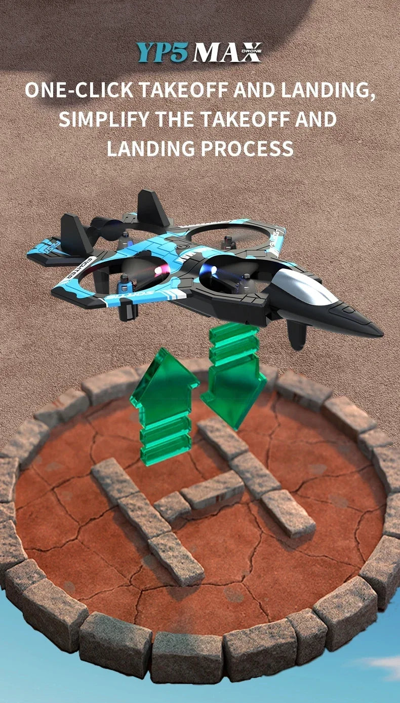2025 new YP5 Remote Control Drone 2.4G 360° Flip Fighter Jet Toy Intelligent Fixed Height Hovering RC Airplane for Boys Kids Toy