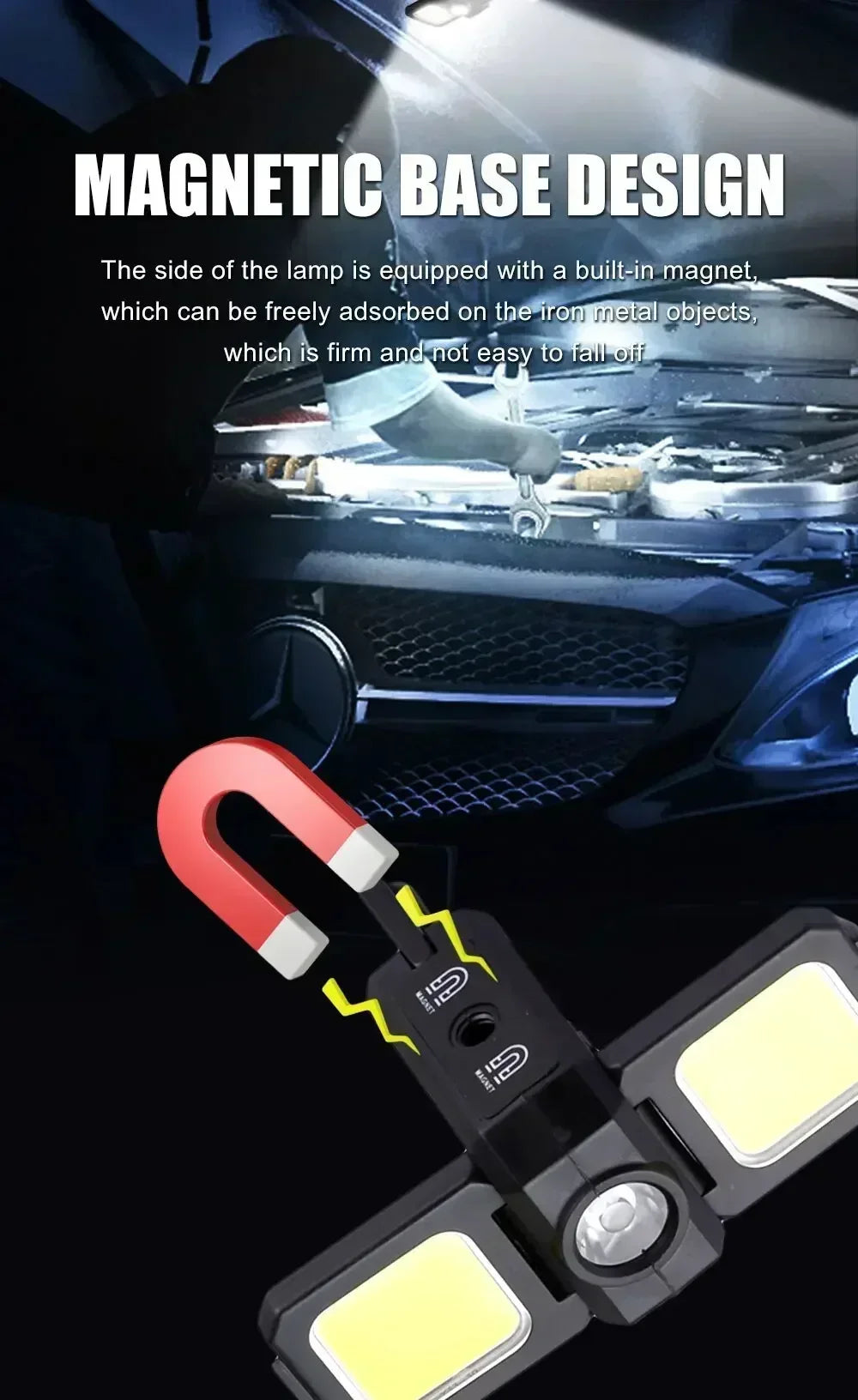 Bright COB Keychain Flashlight,Rechargeable Mini Work Light Magnetic Portable Pocket Lamp for Camping Fishing Hiking Emergency