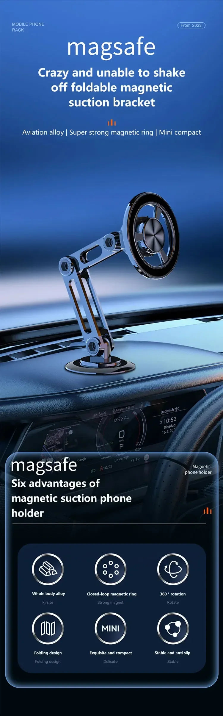 Magnetic Car Phone Holder Stand Magnet Car Mount Smartphone GPS Mobile Cell Support in Car Bracket for iPhone 15 Samsung Xiaomi