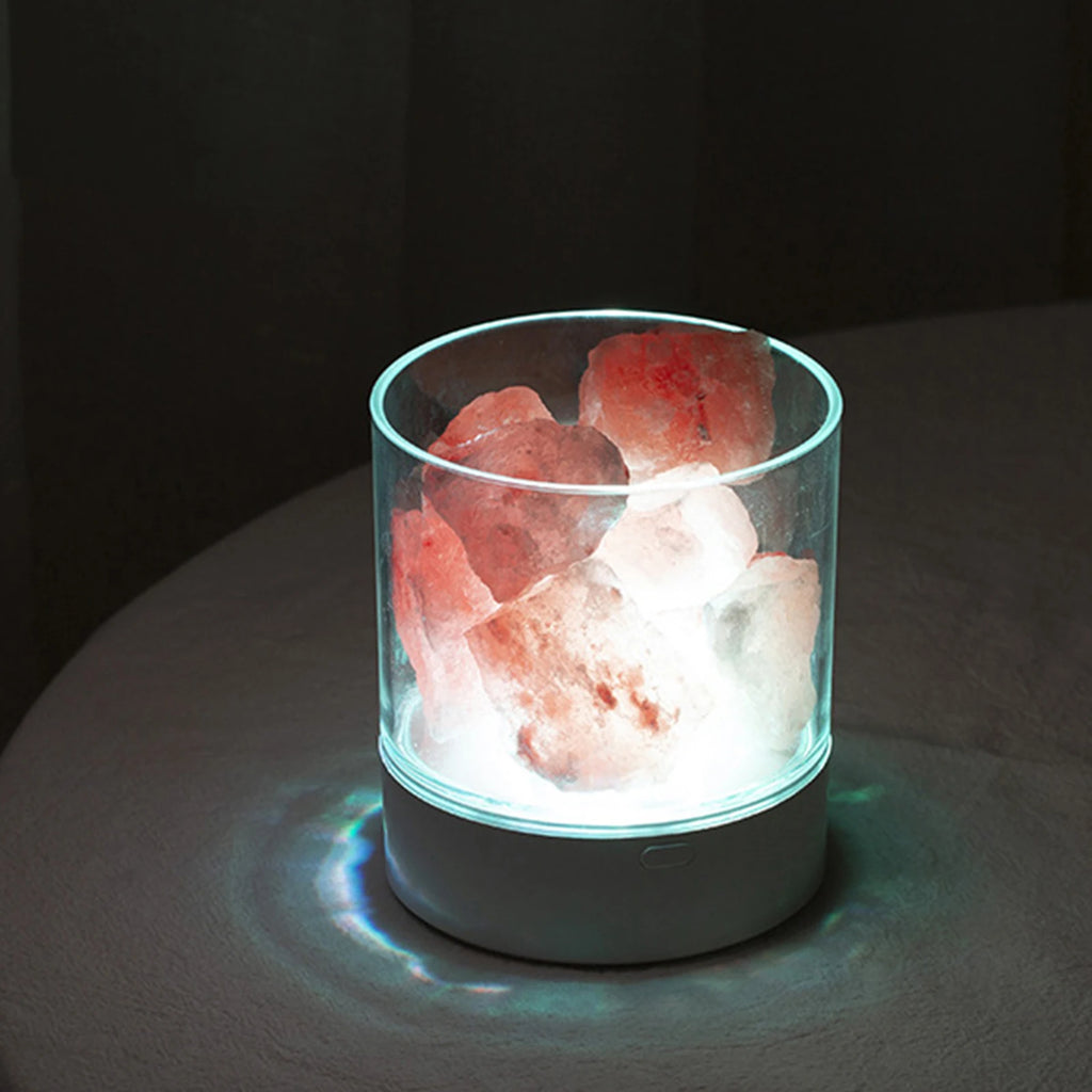 LED Rock Crystal Lamp Essential Oil Diffuser 7 Colors LED Crystal Salt Stone Night Light Home Office Bedroom Desktop Decoration