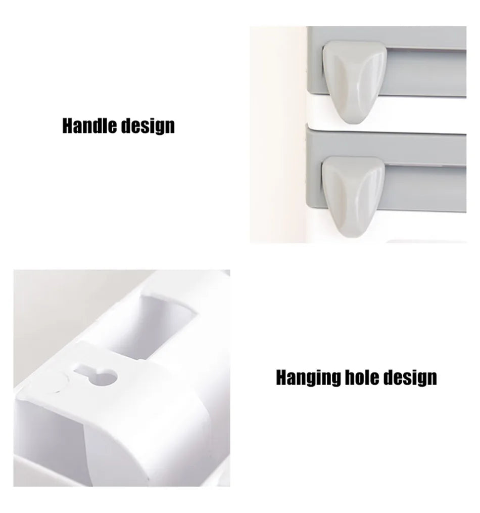 Large Food Cling Film Dispenser 4 In 1 Wall-Mounted Plastic Wrap Cutter Aluminium Foil Dispenser Kitchen Accessories Organizer