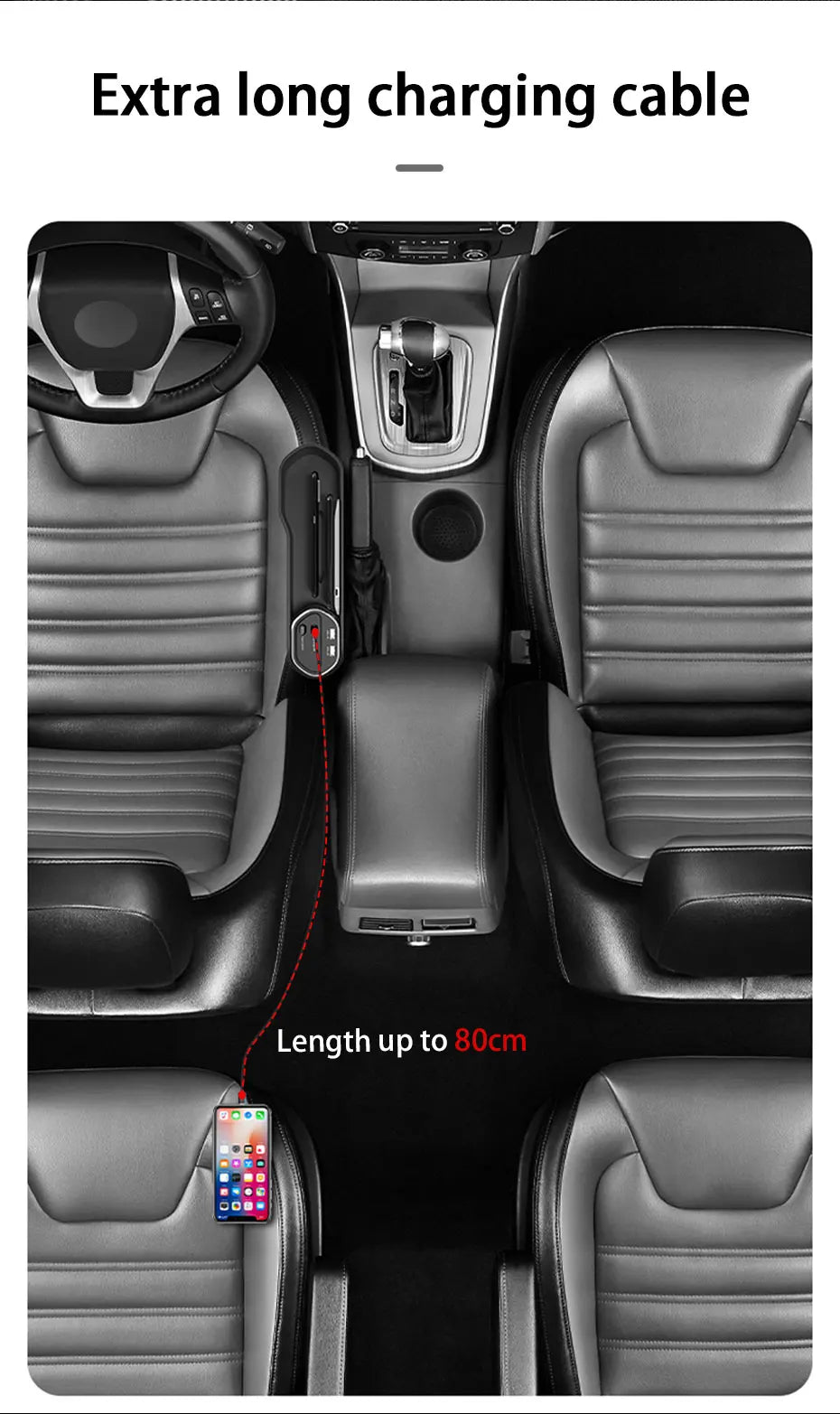SEAMETAL Car Seat Gap Filler Organizer With Cup Holder Front Seat Console Side Pocket With Wireless Charging,Type-C,Lightning