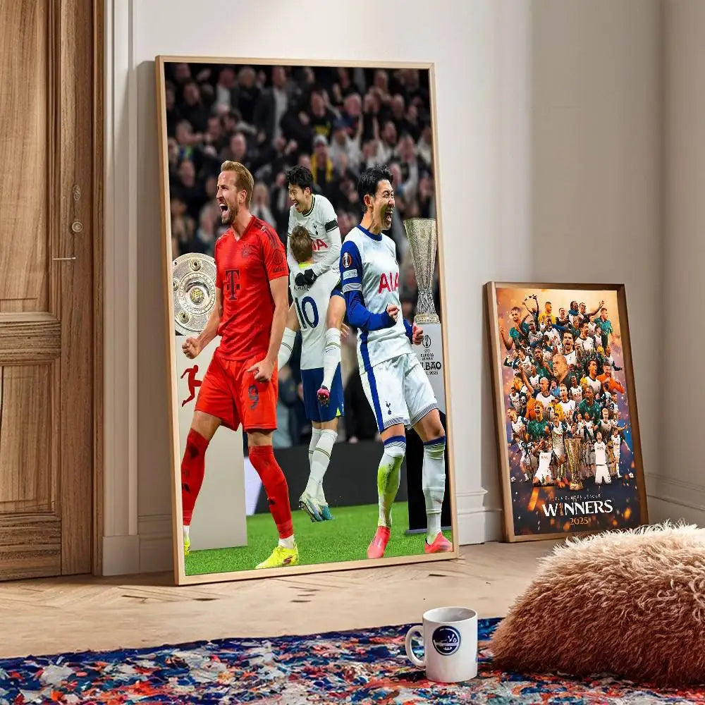 1PC Football Tottenham wins the championship poster Self-adhesive Art Waterproof Paper Sticker Coffee HouseWall Decor