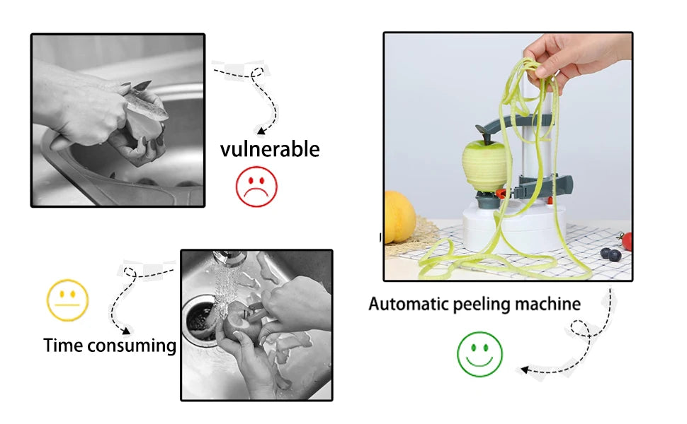Electric Potato Peeler Multifunctional Fruit Peeler With Adapter And Spare Blades Kitchen Automatic Rotating Peeling Tool