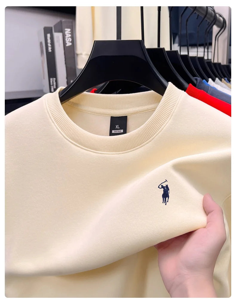 Designer brand men's round neck sportswear autumn new item thickened warm luxury pony print loose casual Paul pullover