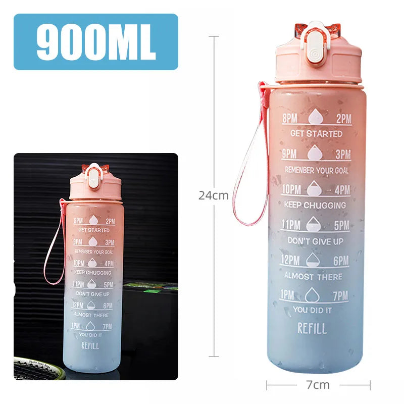 Portable Water Bottle Water Cups Motivational Sports Water bottle with Time Maker Leak-proof Cup for Outdoor Sport Fitness