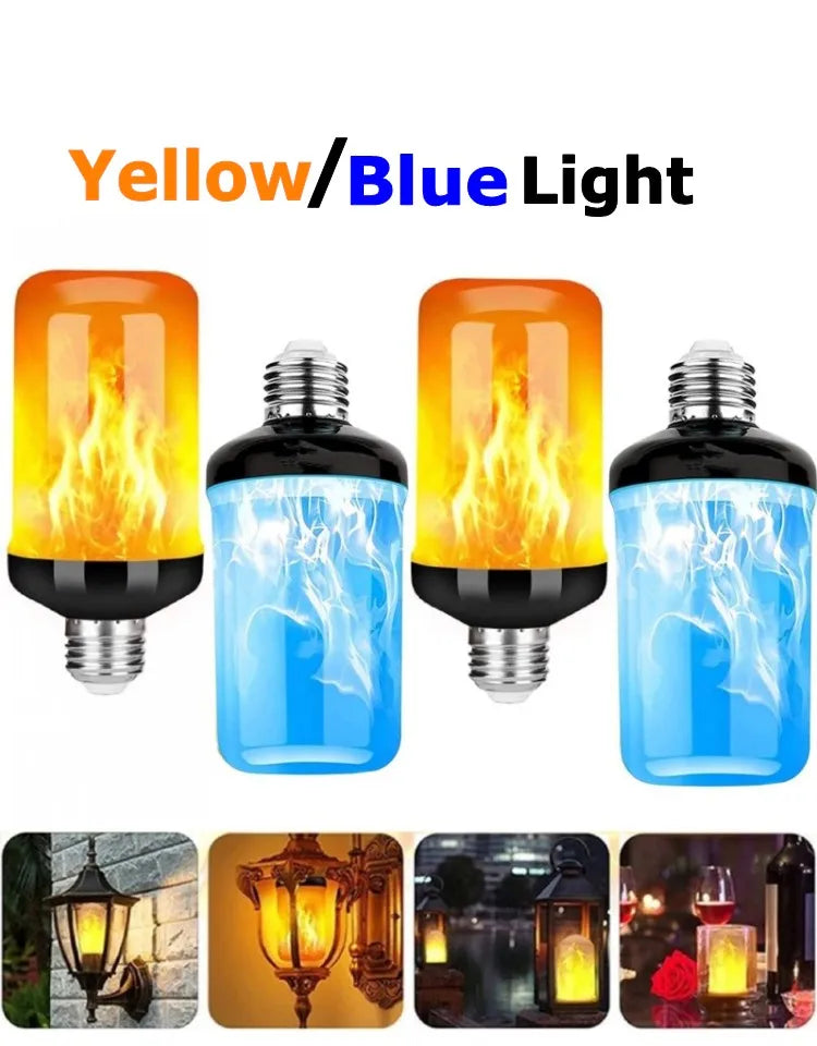 LED E27 Flame Bulb Fire E14 lamp Corn Bulb 4 Modes Party LED Light Dynamic Flame Effect 85v-265v for Home Lighting