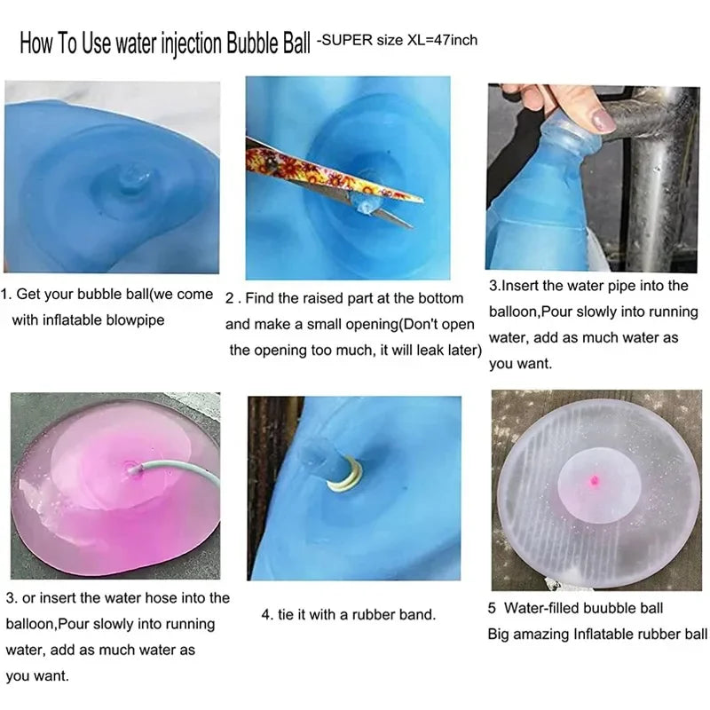 Bubble Ball Reusable Children Outdoor Soft Inflatable Giant Elastic Water-filled Ball Balloon Toy for Beach Fun Party Game Gifts