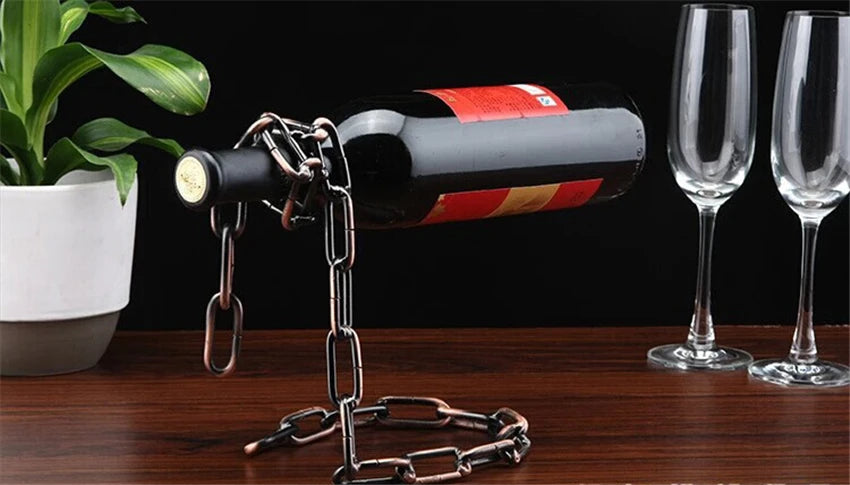 Magical Suspension iron Chain Wine Racks One Bottle Wine Display Racks Stand Holder Kitchen Dining room cellar Bar Decoration