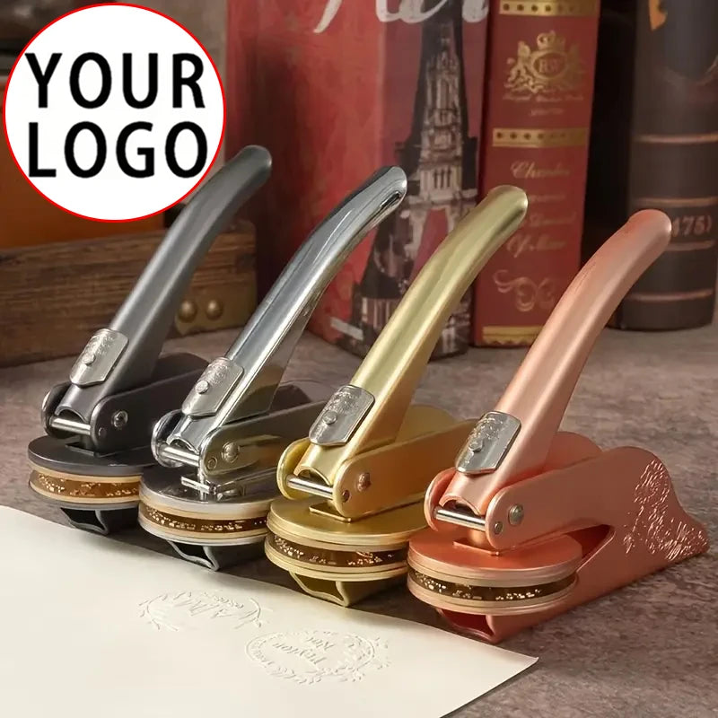 Embosser Stamp Customized Private Logo Customization Library Book Invitation Wedding Embossing Stamp Company Paper Leather Seals