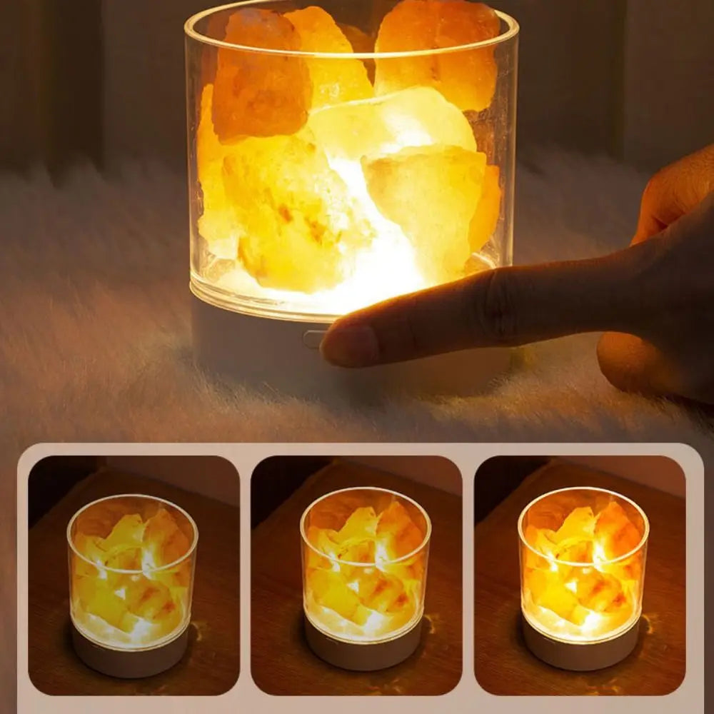 Unique Crafts Natural Crystal Salt Lamp USB Powered 7 Color Lights Table Lava Lamp Eye Protection LED Table Light Christmas