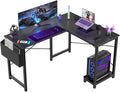 L-Shaped Gaming Desk with CPU Stand and Side Bag, Black, 50-Inch for Home Office Dorm