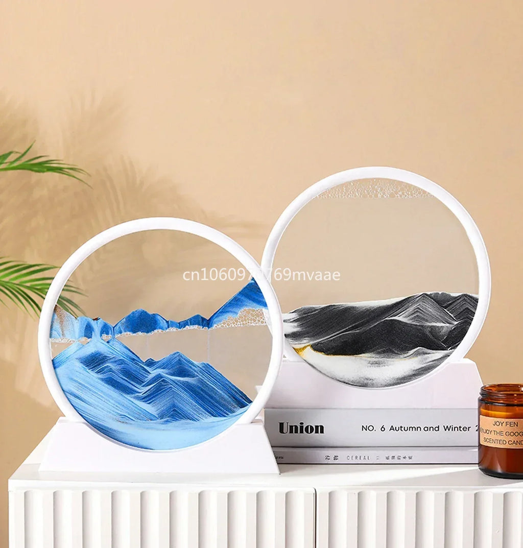 Sandscape Moving Sand Art Frame Quicksand 3D Dynamic Liquid Hourglass Kinetic Sand Painting Flowing Sand Office Home Decor Gifts
