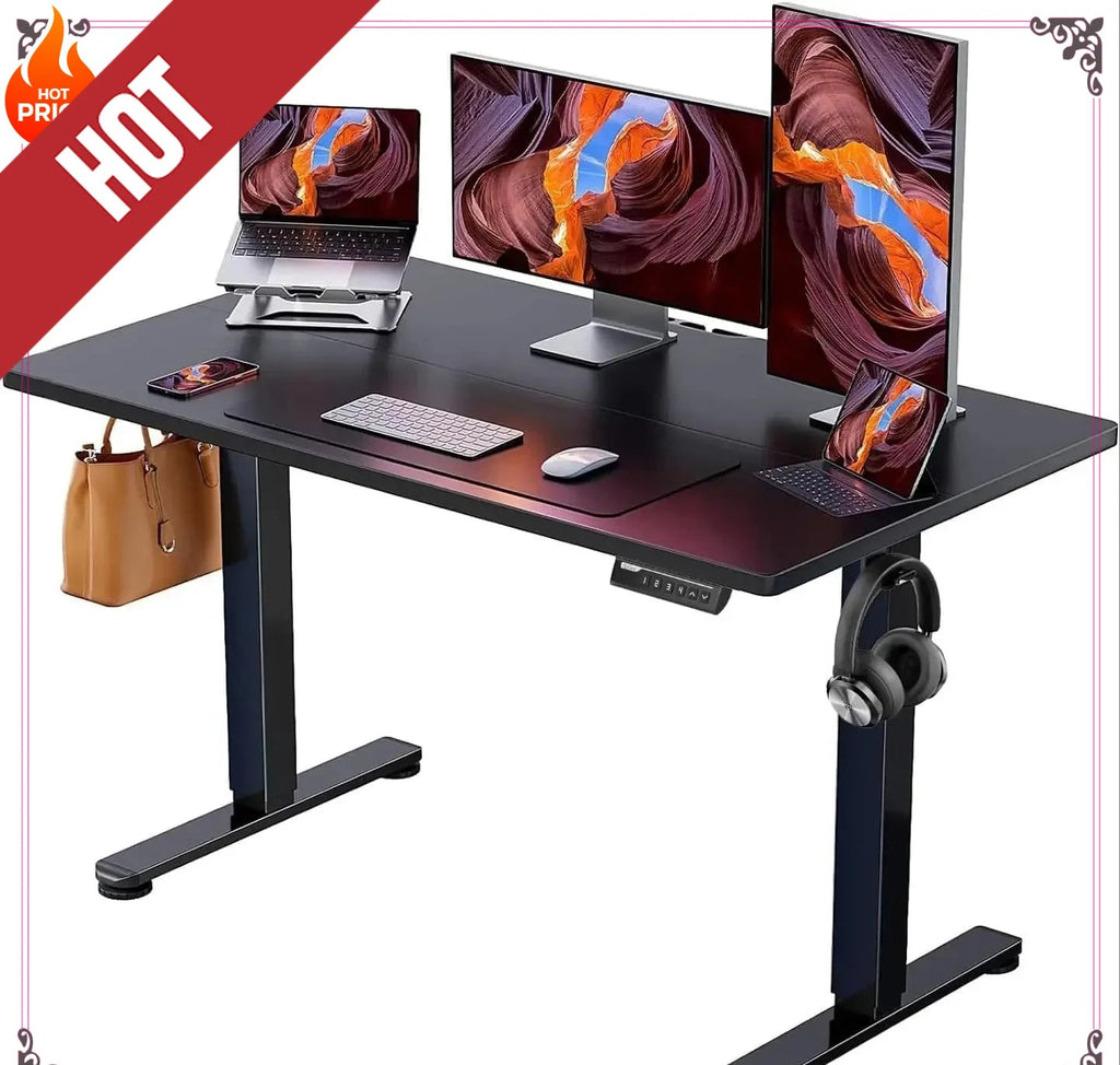 Height Adjustable Electric Standing Desk, 48 x 24 Inches Sit Stand up Desk, Memory Computer Home Office Desk with Two-Piece
